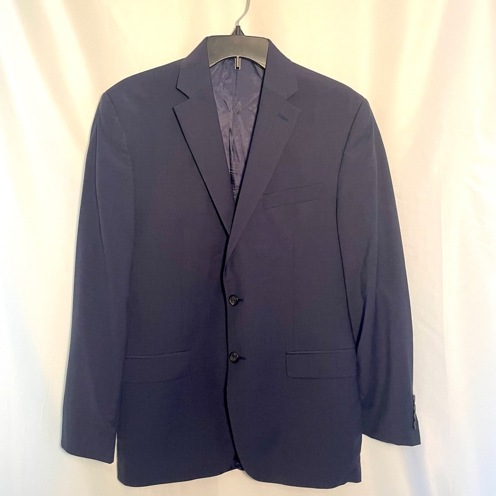 Lauren Ralph Lauren Navy Blazer Sport Coat 38 Regular  100% Wool Solid 2 Button